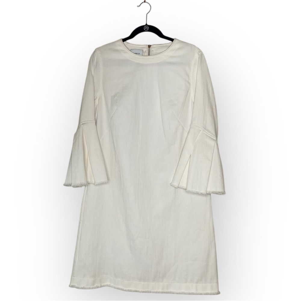 Akris Punto Sheath Dress, Stretch White Denim, Like New Condition, size‎ 12